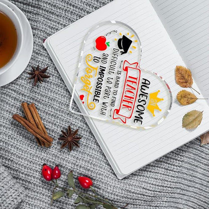 Teachers Day Graduation Season Opening Season Gifts Teacher Gifts Teacher Appreciation Gifts Best Teacher Gifts for Women Acrylic Heart for Her Coworker Friend Principal Educator Birthday Christmas