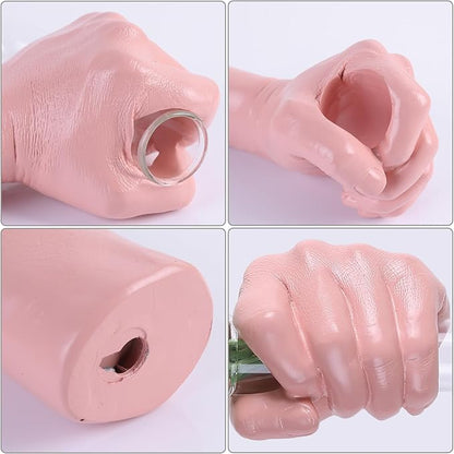 Pink Hand Wall Vase Sculpture - Modern Resin Wall Art with Test Tube Vase for Flowers, Plants, and Decorative Branches