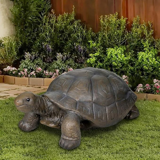 Large Turtle Garden Statue - Fiber Reinforced Concrete Tortoise Sculpture for Lawn, Yard, Garden, Patio, and Outdoor Decor