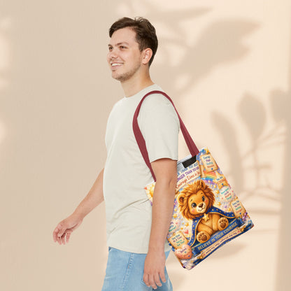 Believe in Your Courage Lion Tote Bag - Cute Leo Lion Kids Encouragement Gift for School, Hospital Visits, and Everyday Adventures
