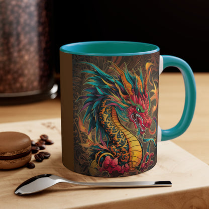 Fire Dragon 11oz Accent Mug – Fantasy Coffee Cup