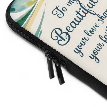 To My Beautiful Mother Laptop Sleeve – Ocean Watercolour Beach Scene | Foam-Padded Water-Resistant Neoprene | 5 Sizes | Gift for Mom