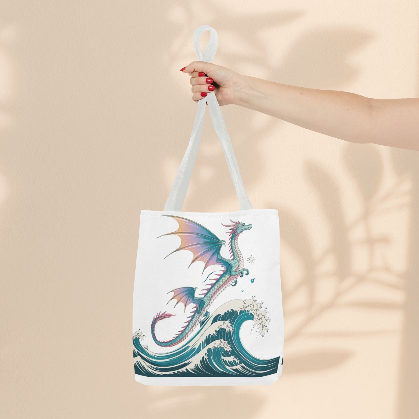 Dragons and Waves Tote Bag, Dragon Lovers Gift