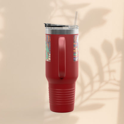 Colorful Insulated Travel Mug, 40oz | How Not To Burn Bridges - It's A Work In Progress - Perfect for Book Lovers, Gifts for Readers