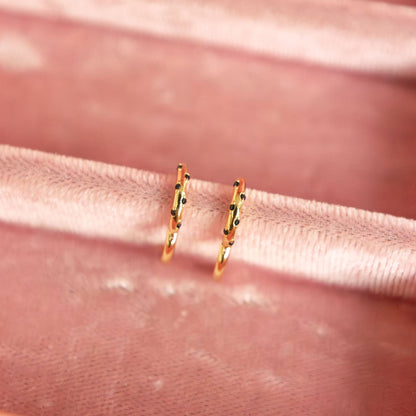 Pair of gold vermeil hoops with black imitation onyx dots