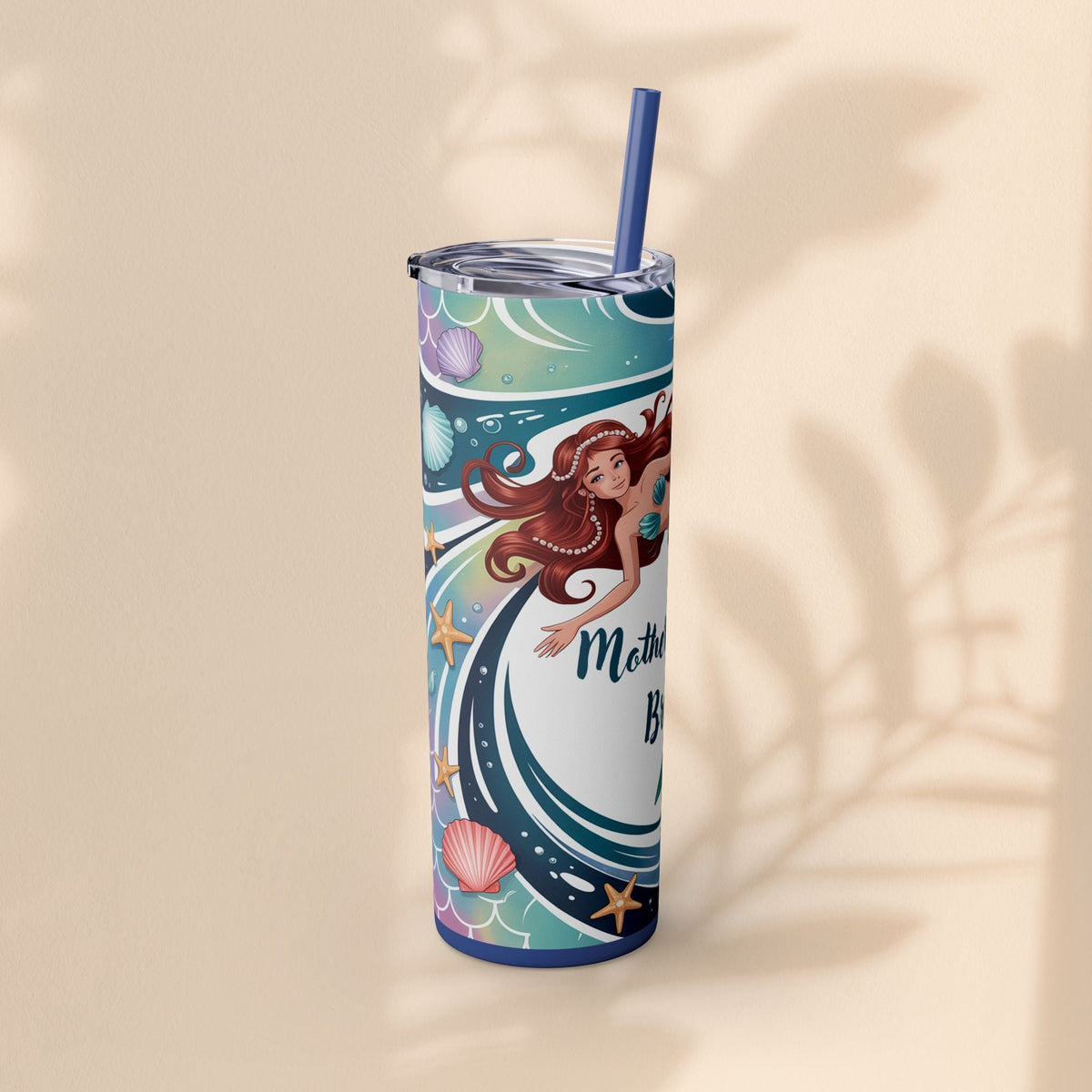 Mermaid Mother of the Bride Tumbler - 20oz Skinny Tumbler Wedding Gift for Mum of the Bride, Beach Wedding Bridal Party Favour
