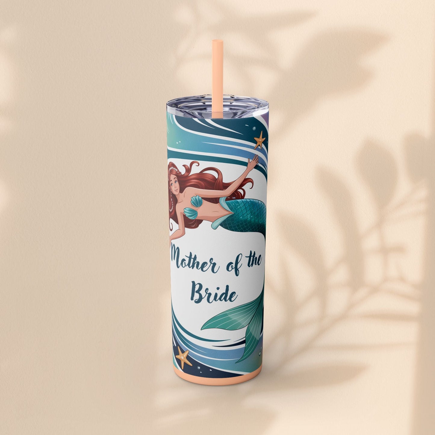 Mermaid Mother of the Bride Tumbler - 20oz Skinny Tumbler Wedding Gift for Mum of the Bride, Beach Wedding Bridal Party Favour