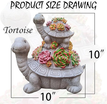 Mother and Baby Turtle Solar Garden Light - Hand-Painted Resin Figurine with 6 Warm White LEDs for Garden, Lawn, Patio, and Balcony