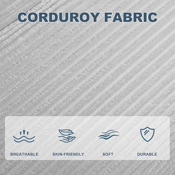 Light Gray Corduroy Ergonomic Floor Lounge Chair - Structured Memory Foam Seat with Lumbar Support for Minimal Interiors, Nursery, and the Quietest Corner in the House