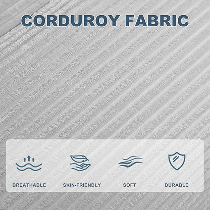 Light Gray Corduroy Ergonomic Floor Lounge Chair - Structured Memory Foam Seat with Lumbar Support for Minimal Interiors, Nursery, and the Quietest Corner in the House