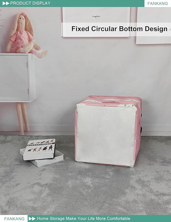 Pink Cloud Canvas Storage Bin - Foldable Waterproof Nursery Basket for Girls Room, Toys, and Baby Shower Gifts