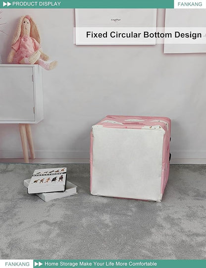 Pink Cloud Canvas Storage Bin - Foldable Waterproof Nursery Basket for Girls Room, Toys, and Baby Shower Gifts