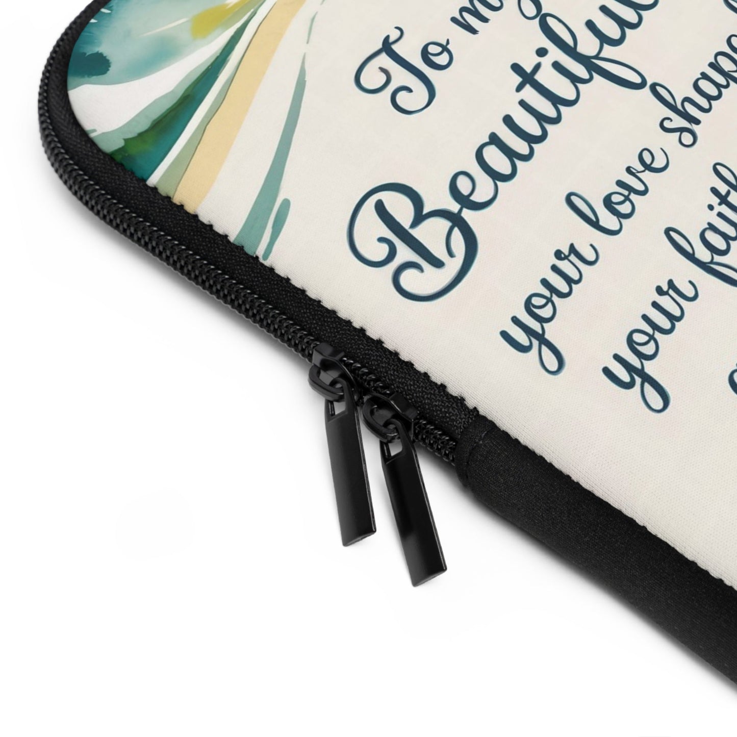 To My Beautiful Mother Laptop Sleeve – Ocean Watercolour Beach Scene | Foam-Padded Water-Resistant Neoprene | 5 Sizes | Gift for Mom