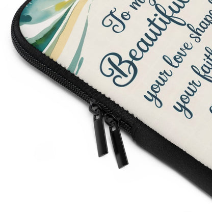 To My Beautiful Mother Laptop Sleeve – Ocean Watercolour Beach Scene | Foam-Padded Water-Resistant Neoprene | 5 Sizes | Gift for Mom