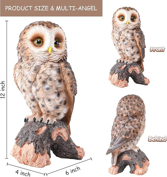 Hand-Painted Owl Garden Statue - UV-Protected Resin Outdoor Decor for Porch, Patio, Lawn, Yard, Balcony, and Windowsill