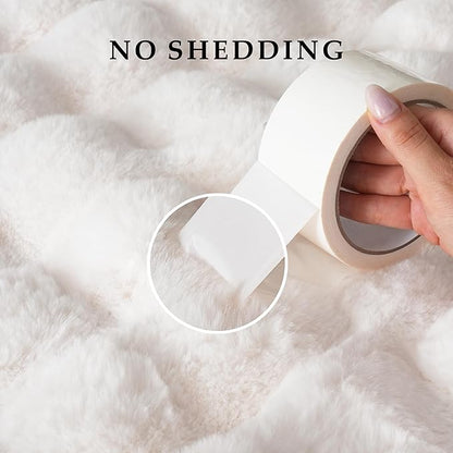 Cream White Bubble Faux Fur Throw Blanket – 50"x60" | 1300GSM Ultra-Thick Double Faux Fur | 3D Bubble Texture | Anti-Shedding | Gift for Women