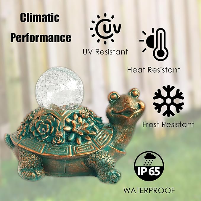 Solar Turtle Garden Statue Holding Lantern - Hand-Painted UV-Resistant Resin Outdoor Decor