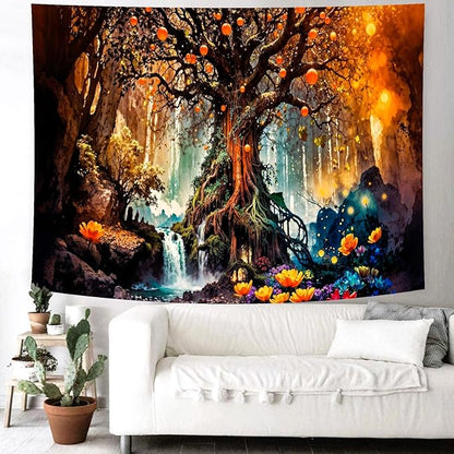 Magical Forest Tree of Life Tapestry – 70.8"x92.5" Extra Large | 3D HD Print Enchanted Fairy Tale Nature | Mystical Feature Wall Hanging Headboard for Bedroom & Living Room