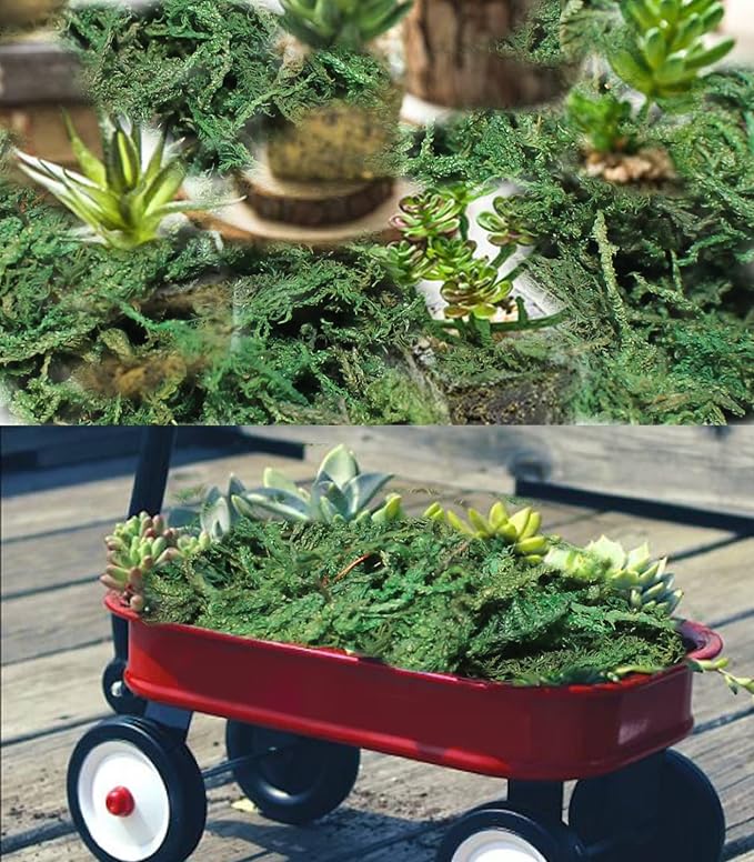 Dark green artificial moss layer for planter styling and crafts