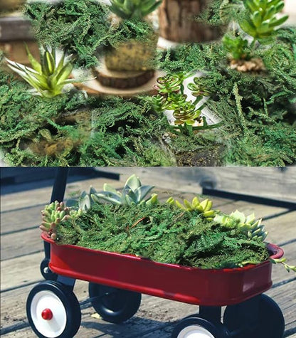 Dark green artificial moss layer for planter styling and crafts