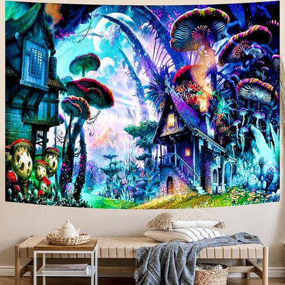 Enchanted Forest Tapestry – Mystical Magical Tree Wall Hanging | Fantasy Nature Landscape | 3 Sizes | Bedroom & Living Room Decor