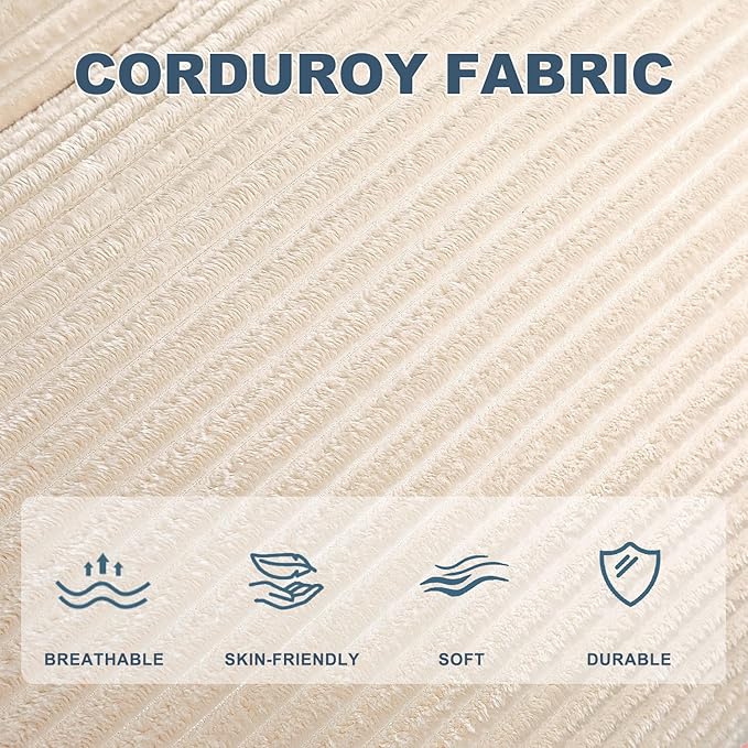 Cream Corduroy Ergonomic Floor Lounge Chair - Structured Memory Foam Seat with Lumbar Support for Nursing, Reading, and Modern Interiors