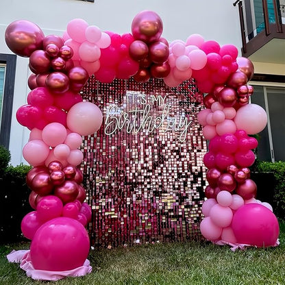 Mixed Pink Balloon Set – 35pcs 12" | 4 Pink Finishes Metallic Hot Matte Pastel | Latex Helium Balloons for Birthday Baby Shower Wedding Bachelorette