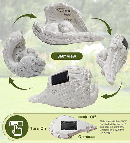 Sleeping Angel Puppy Memorial Solar Garden Statue - IP44 Resin Pet Loss Decor