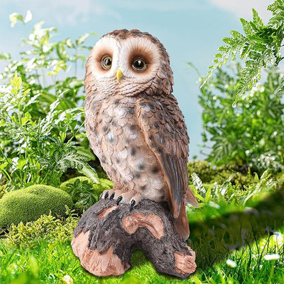 Hand-Painted Owl Garden Statue - UV-Protected Resin Outdoor Decor for Porch, Patio, Lawn, Yard, Balcony, and Windowsill