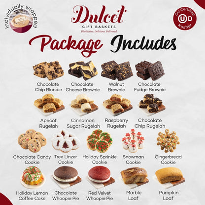 Gift basket package includes assorted cookies, brownies, and holiday sprinkles