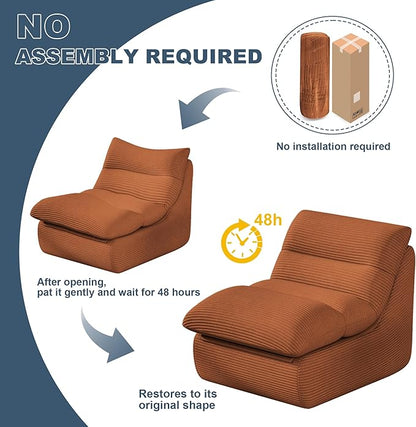 Terracotta Corduroy Ergonomic Floor Lounge Chair - Structured Memory Foam Seat with Lumbar Support for Boho Nursery, Reading, and Warm Interiors