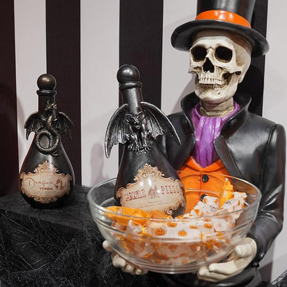 Gothic Dragon Potion Bottle - Handcrafted Resin Halloween Decor for Witch Shelves and Tiered Trays