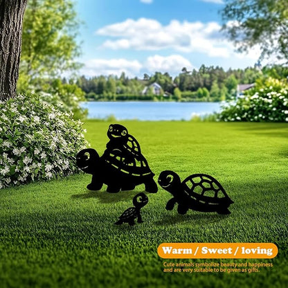 3-Pack Turtle Metal Garden Stakes - Weather-Resistant Yard and Patio Decor