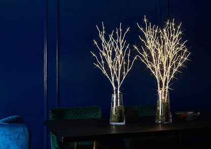 Lighted Birch Branches – 32in 150 LED Warm White | Timer & Dimmer | Flexible Twig Stems for Vase | Wedding Christmas Party Indoor Outdoor Centrepiece