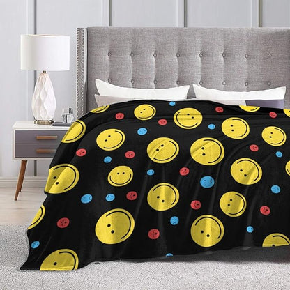 Smiley Face Kids Throw Blanket – 50"x40" | Soft Fleece Happy Face Blanket | Fun Retro Gift for Kids, Boys & Girls