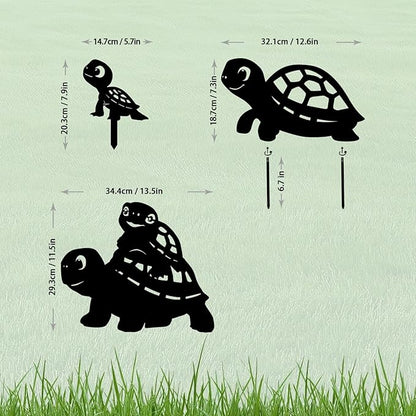 3-Pack Turtle Metal Garden Stakes - Weather-Resistant Yard and Patio Decor