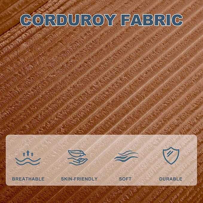 Terracotta Corduroy Ergonomic Floor Lounge Chair - Structured Memory Foam Seat with Lumbar Support for Boho Nursery, Reading, and Warm Interiors