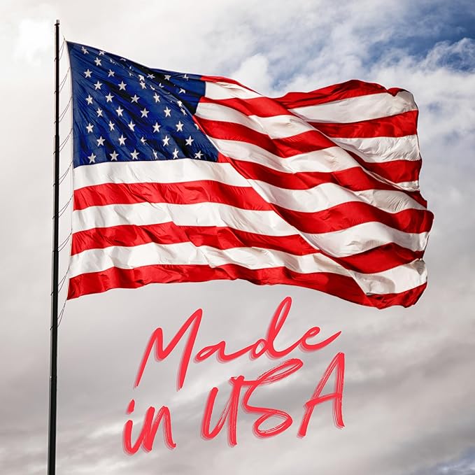 Made in USA wall decal featuring waving American flag