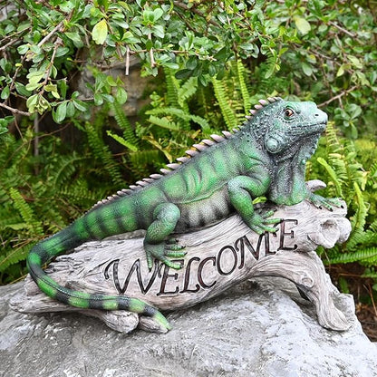 Large Iguana Garden Statue - Hand-Painted Resin Lizard Outdoor Sculpture and Collectible Decor