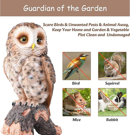 Hand-Painted Owl Garden Statue - UV-Protected Resin Outdoor Decor for Porch, Patio, Lawn, Yard, Balcony, and Windowsill