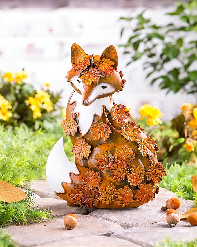 Handcrafted Metal Fox Garden Statue - Mid-Century Outdoor and Indoor Decor