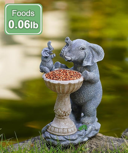 Solar Elephant Bird Bath Garden Statue - 8.67-Inch Polyresin Outdoor Decor