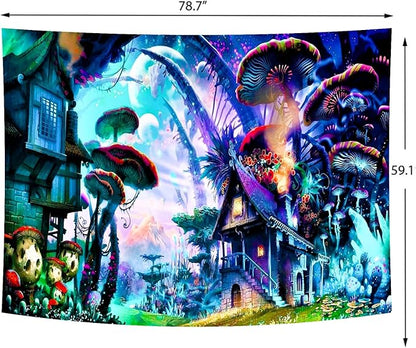 Enchanted Forest Tapestry – Mystical Magical Tree Wall Hanging | Fantasy Nature Landscape | 3 Sizes | Bedroom & Living Room Decor