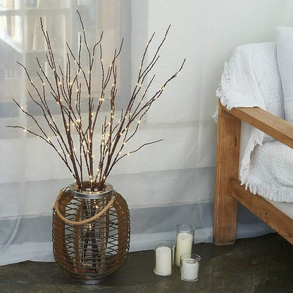 Lighted Twig Branch for Vase – 32" 150 LED Warm White | Flexible Willow Branches Timer & Dimmer | Wedding Centrepiece Christmas Holiday Party Decor