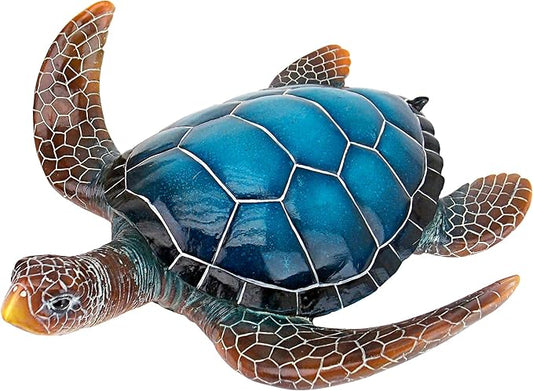 Large Sea Turtle Garden Statue - Hand-Cast Stone and Resin Ocean Decor