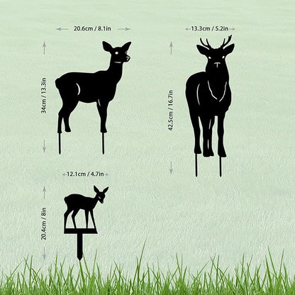 3-Pack Deer Metal Garden Stakes - Weather-Resistant Woodland Yard Decor