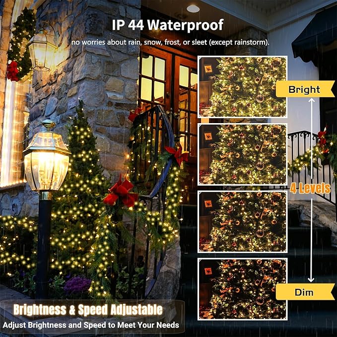 IP44 waterproof RGB string lights for outdoor use, with brightness and speed adjustable control