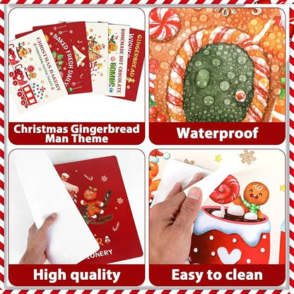 Set of Christmas gingerbread theme table mats in red and white packaging, waterproof style
