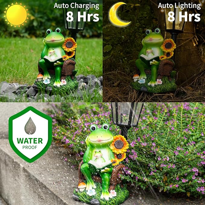 Solar Rabbit Garden Statue with Lantern - 12.5-Inch Waterproof Resin Decor