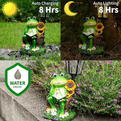 Solar Rabbit Garden Statue with Lantern - 12.5-Inch Waterproof Resin Decor